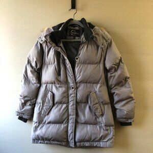 Celsius Gray Satin Coat Size Small With hoodie Original Price $107